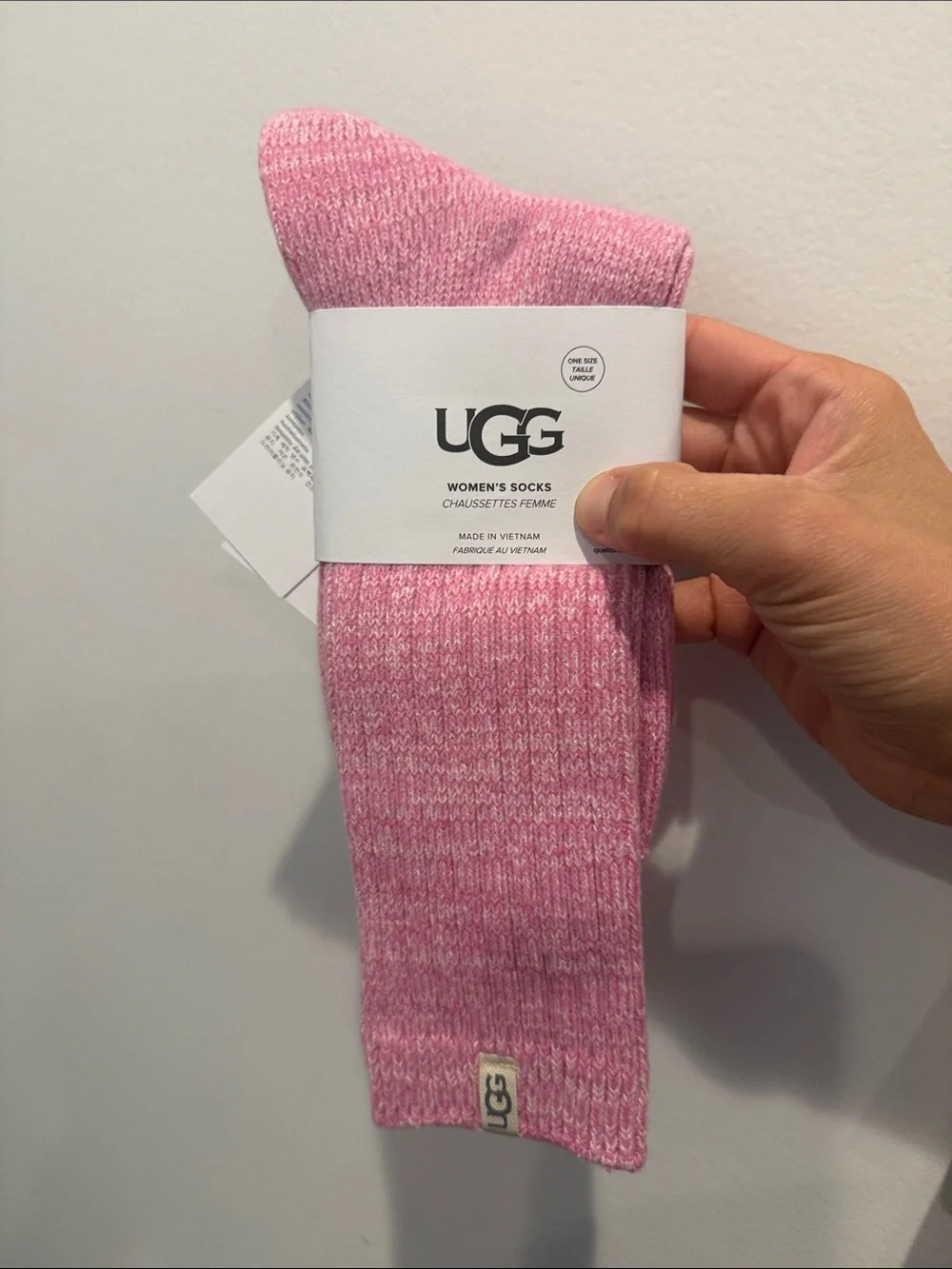 UGG Pink Ribbed Slouch Crew Socks for woman’s onesize tall boot
